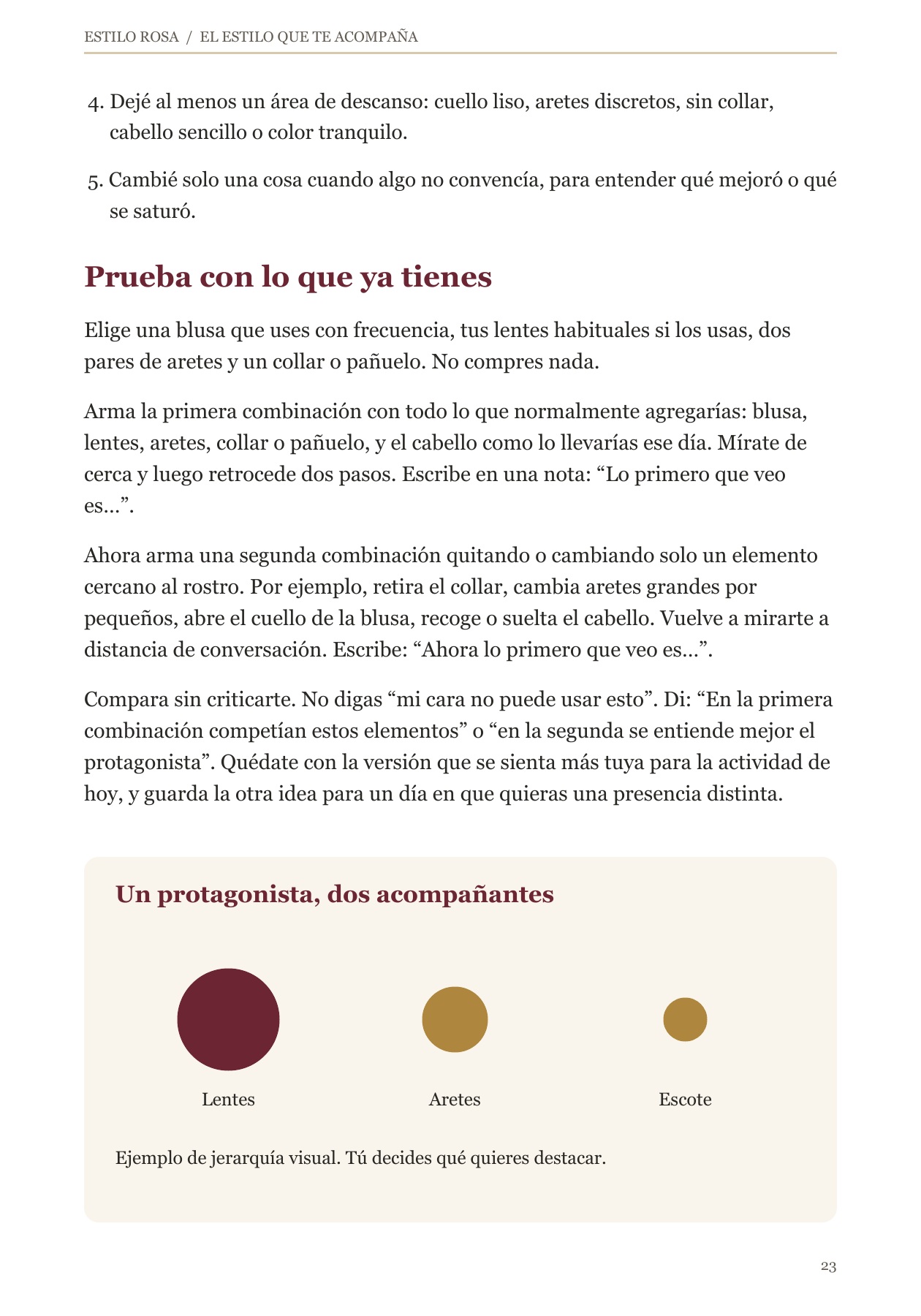 Página 23 del libro: Un punto de atención cerca del rostro.